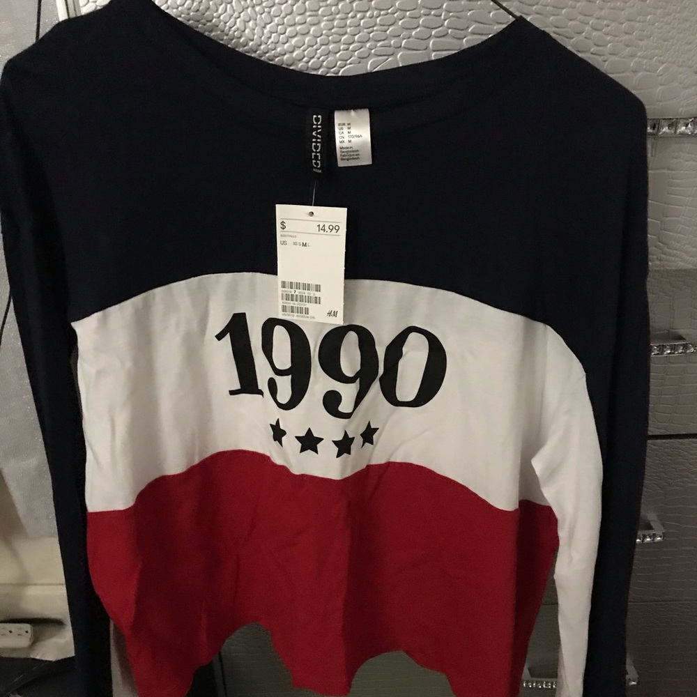 H&M long sleeve crop top tee